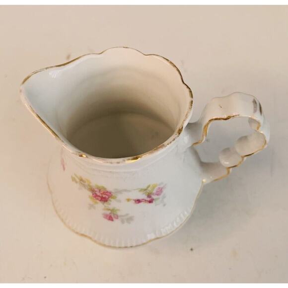 Z S & Co Bavaria Creamer Pink Roses Yellow Flowers Gold Trim Vintage Green Leaf - Picture 8 of 9
